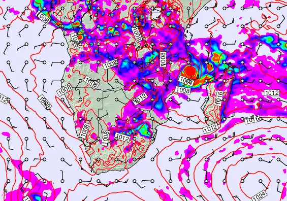 South Africa forecast chart for Saturday, March 14th, 2026 at 6:00 PM