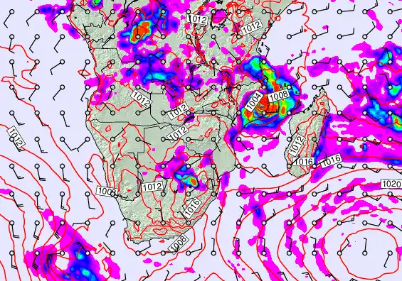 South Africa forecast chart for Sunday, March 15th, 2026 at 6:00 AM