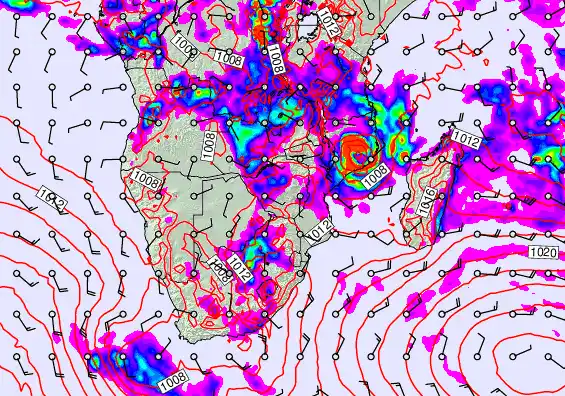 South Africa forecast chart for Sunday, March 15th, 2026 at 6:00 PM