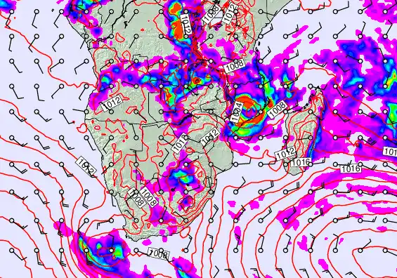 South Africa forecast chart for Monday, March 16th, 2026 at 12:00 AM