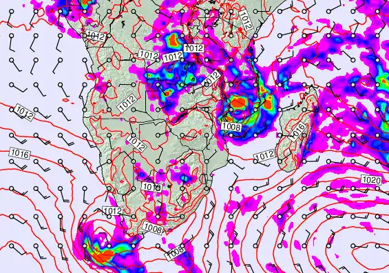 South Africa forecast chart for Monday, March 16th, 2026 at 6:00 AM