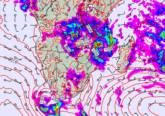 South Africa forecast chart for Monday, March 16th, 2026 at 12:00 PM