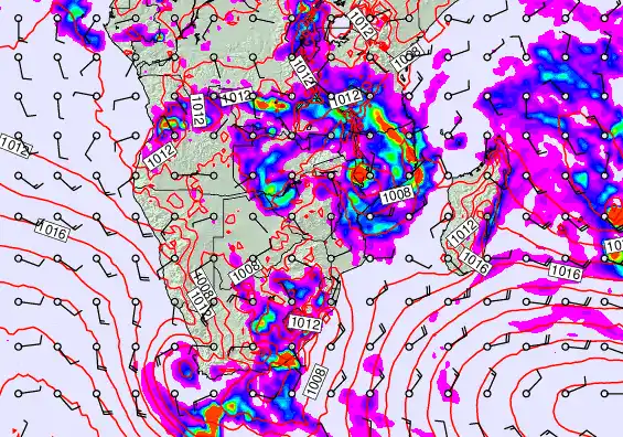South Africa forecast chart for Monday, March 16th, 2026 at 6:00 PM