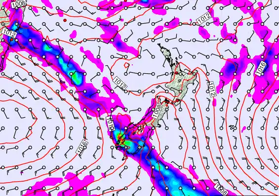 New Zealand forecast chart for Sunday, March 8th, 2026 at 6:00 AM