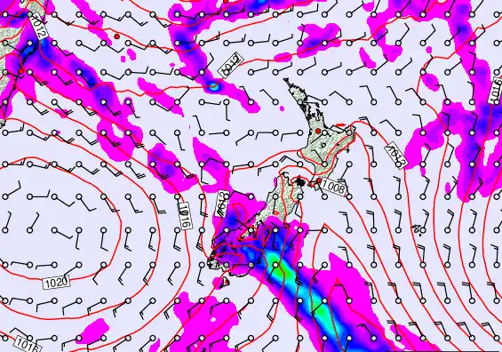 New Zealand forecast chart for Sunday, March 8th, 2026 at 12:00 PM