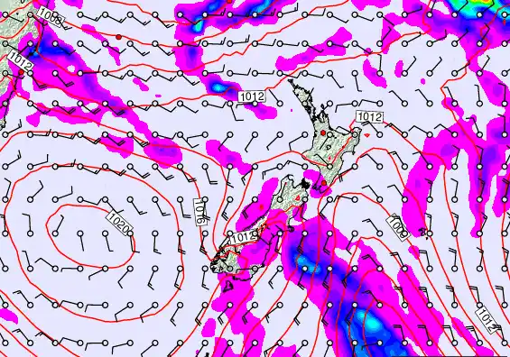 New Zealand forecast chart for Sunday, March 8th, 2026 at 6:00 PM