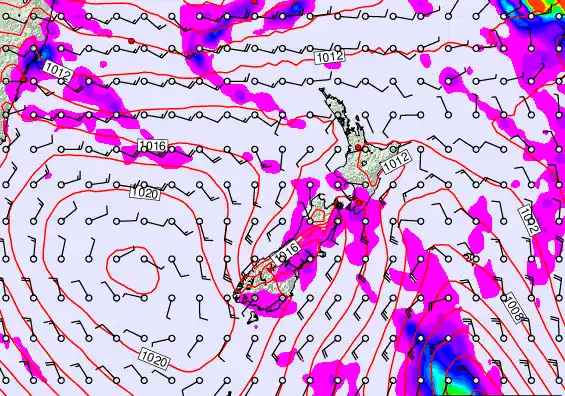 New Zealand forecast chart for Monday, March 9th, 2026 at 12:00 AM