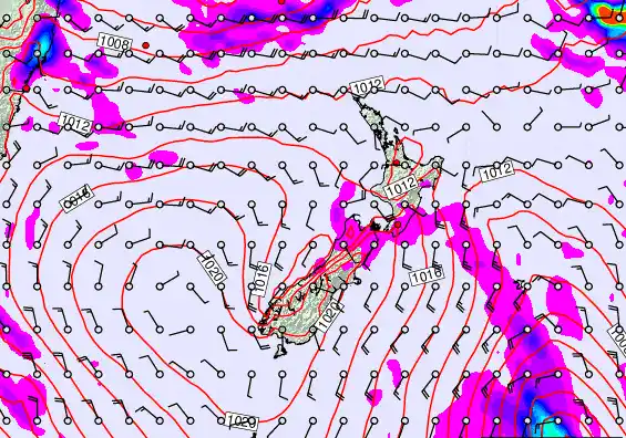 New Zealand forecast chart for Monday, March 9th, 2026 at 6:00 AM
