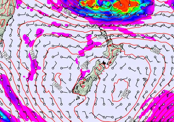 New Zealand forecast chart for Tuesday, March 10th, 2026 at 12:00 PM