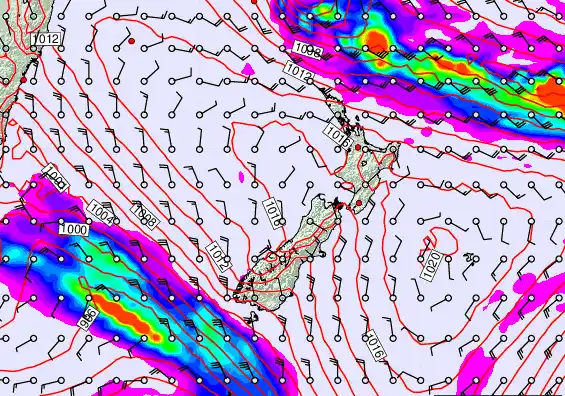 New Zealand forecast chart for Wednesday, March 11th, 2026 at 12:00 PM
