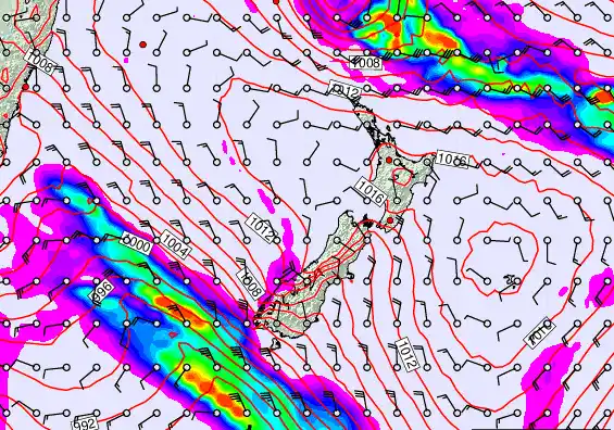 New Zealand forecast chart for Wednesday, March 11th, 2026 at 6:00 PM