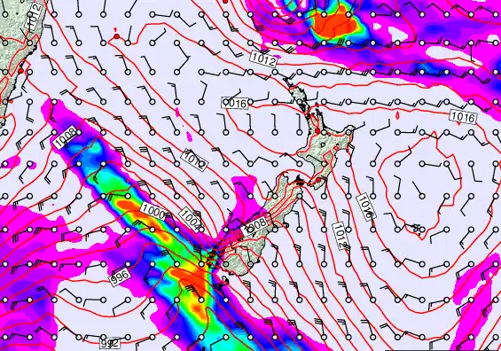 New Zealand forecast chart for Thursday, March 12th, 2026 at 12:00 AM