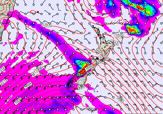 New Zealand forecast chart for Thursday, March 12th, 2026 at 6:00 PM