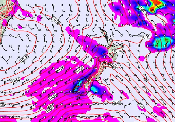 New Zealand forecast chart for Friday, March 13th, 2026 at 6:00 AM