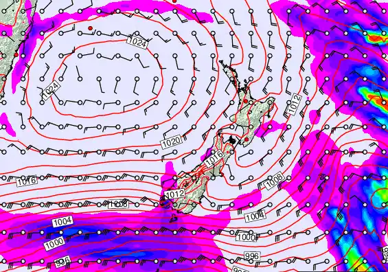 New Zealand forecast chart for Saturday, March 14th, 2026 at 12:00 AM