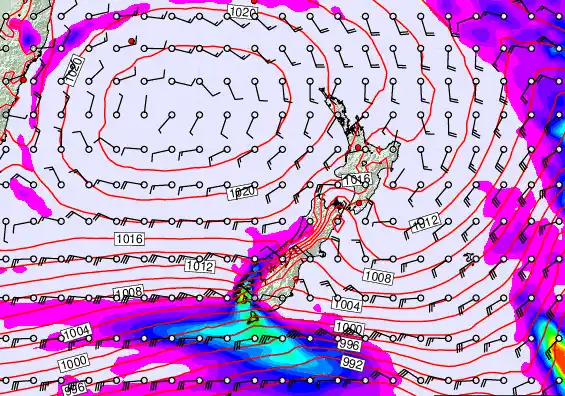 New Zealand forecast chart for Saturday, March 14th, 2026 at 6:00 AM