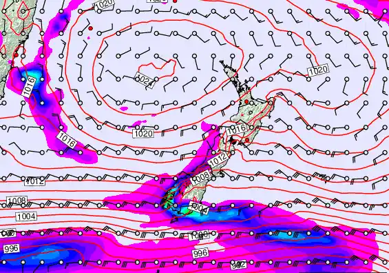 New Zealand forecast chart for Saturday, March 14th, 2026 at 6:00 PM