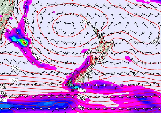 New Zealand forecast chart for Sunday, March 15th, 2026 at 12:00 AM