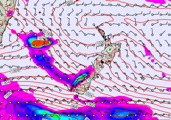 New Zealand forecast chart for Sunday, March 15th, 2026 at 12:00 PM