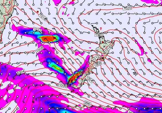 New Zealand forecast chart for Sunday, March 15th, 2026 at 6:00 PM