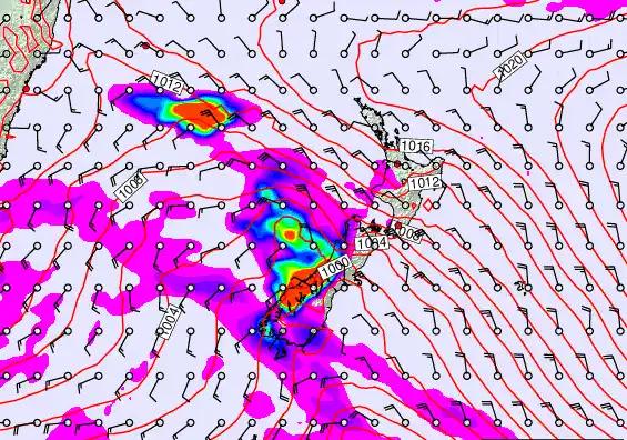 New Zealand forecast chart for Monday, March 16th, 2026 at 6:00 AM