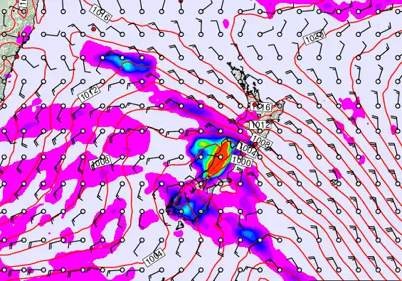 New Zealand forecast chart for Monday, March 16th, 2026 at 12:00 PM