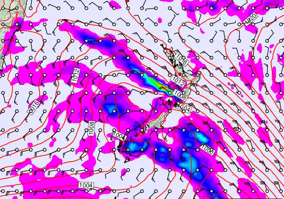New Zealand forecast chart for Monday, March 16th, 2026 at 6:00 PM