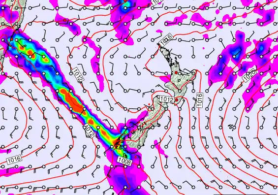 New Zealand forecast chart for Saturday, March 7th, 2026 at 6:00 PM