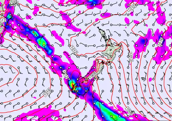 New Zealand forecast chart for Sunday, March 8th, 2026 at 6:00 AM