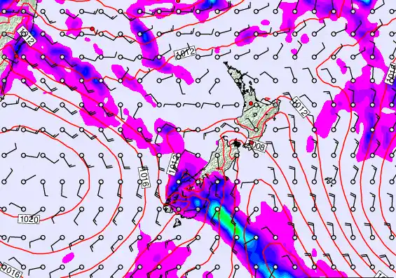 New Zealand forecast chart for Sunday, March 8th, 2026 at 12:00 PM