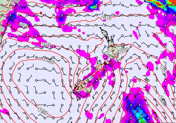 New Zealand forecast chart for Monday, March 9th, 2026 at 12:00 AM