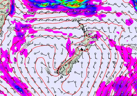 New Zealand forecast chart for Monday, March 9th, 2026 at 6:00 PM