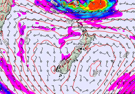 New Zealand forecast chart for Tuesday, March 10th, 2026 at 12:00 PM