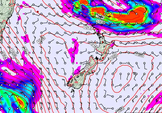 New Zealand forecast chart for Wednesday, March 11th, 2026 at 12:00 AM