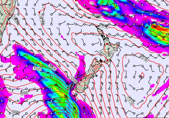 New Zealand forecast chart for Wednesday, March 11th, 2026 at 6:00 PM