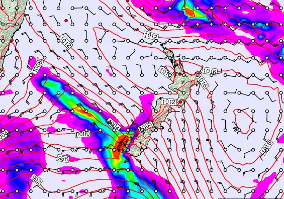New Zealand forecast chart for Thursday, March 12th, 2026 at 12:00 AM