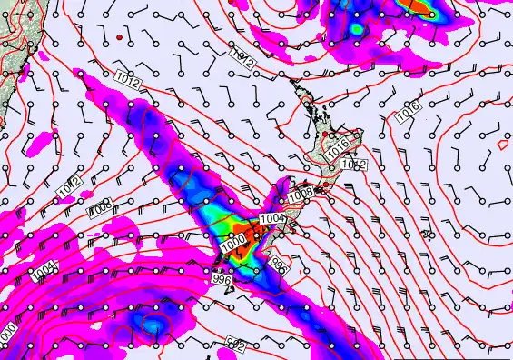 New Zealand forecast chart for Thursday, March 12th, 2026 at 12:00 PM