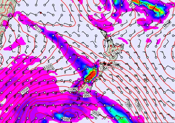 New Zealand forecast chart for Thursday, March 12th, 2026 at 6:00 PM