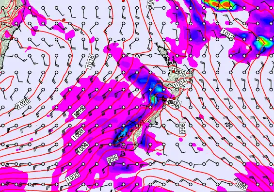 New Zealand forecast chart for Friday, March 13th, 2026 at 6:00 AM