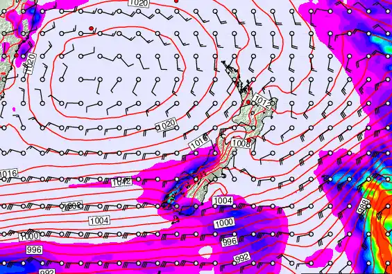 New Zealand forecast chart for Saturday, March 14th, 2026 at 6:00 AM