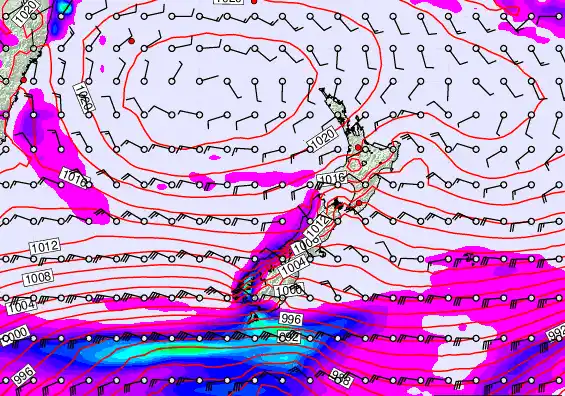 New Zealand forecast chart for Saturday, March 14th, 2026 at 6:00 PM