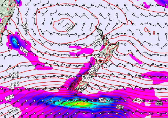 New Zealand forecast chart for Sunday, March 15th, 2026 at 12:00 AM