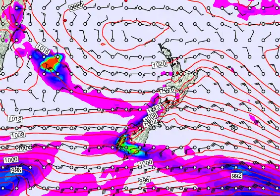 New Zealand forecast chart for Sunday, March 15th, 2026 at 12:00 PM