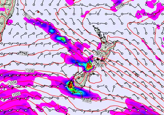 New Zealand forecast chart for Monday, March 16th, 2026 at 6:00 PM