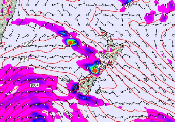 New Zealand forecast chart for Tuesday, March 17th, 2026 at 12:00 AM