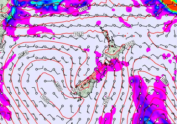 New Zealand forecast chart for Monday, March 9th, 2026 at 6:00 AM