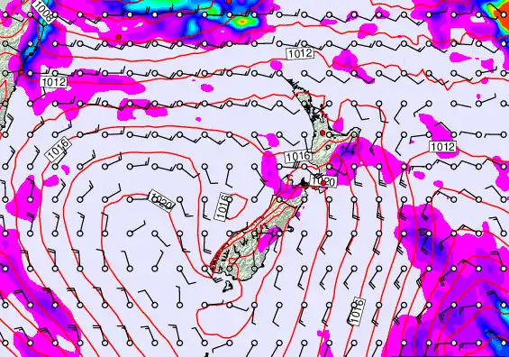 New Zealand forecast chart for Monday, March 9th, 2026 at 12:00 PM