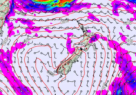New Zealand forecast chart for Monday, March 9th, 2026 at 6:00 PM