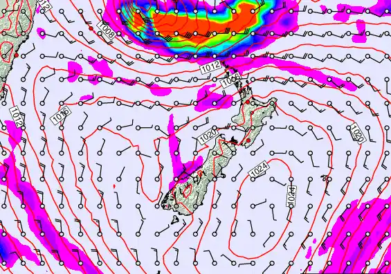 New Zealand forecast chart for Tuesday, March 10th, 2026 at 12:00 PM