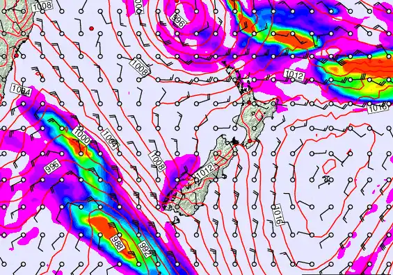 New Zealand forecast chart for Wednesday, March 11th, 2026 at 6:00 PM